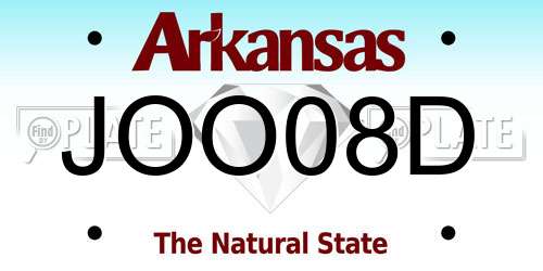 JOO08D Arkansas License Plate