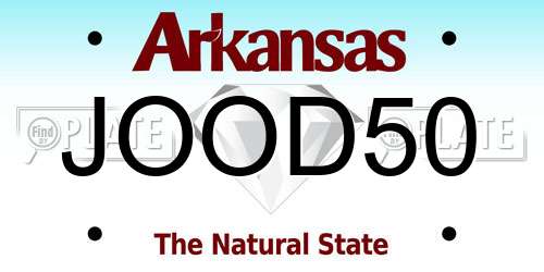 JOOD50 Arkansas License Plate