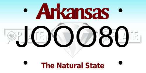 JOOO80 Arkansas License Plate