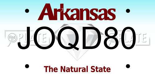 JOQD80 Arkansas License Plate