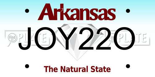 JOY22O Arkansas License Plate