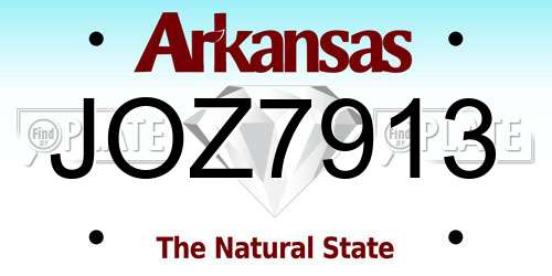 JOZ7913 Arkansas License Plate