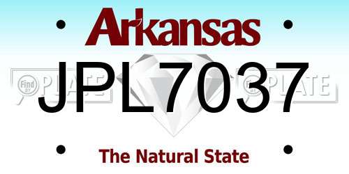 JPL7037 Arkansas License Plate
