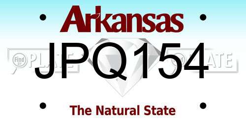 JPQ154 Arkansas License Plate