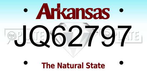 JQ62797 Arkansas License Plate