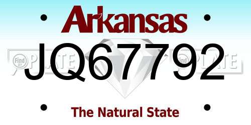 JQ67792 Arkansas License Plate