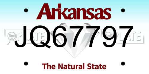 JQ67797 Arkansas License Plate
