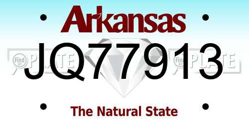 JQ77913 Arkansas License Plate