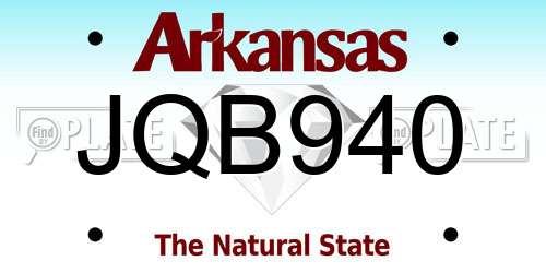 JQB940 Arkansas License Plate