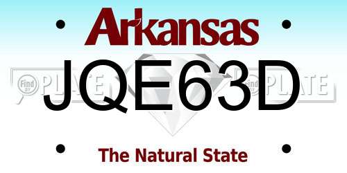JQE63D Arkansas License Plate