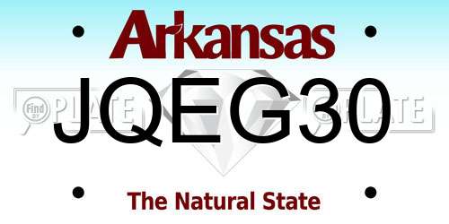 JQEG30 Arkansas License Plate
