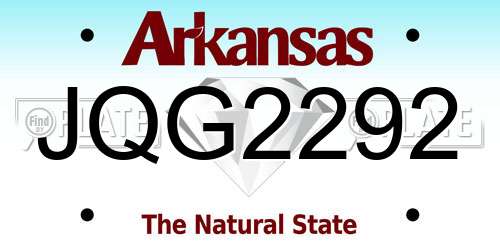 JQG2292 Arkansas License Plate