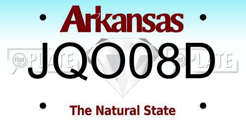 JQO08D Arkansas License Plate
