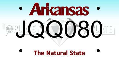 JQQ080 Arkansas License Plate
