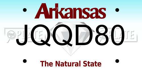 JQQD80 Arkansas License Plate