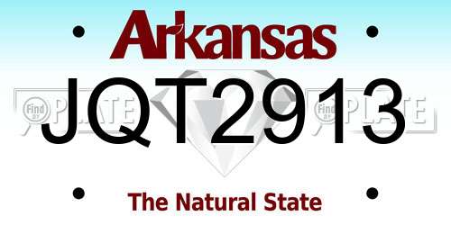 JQT2913 Arkansas License Plate
