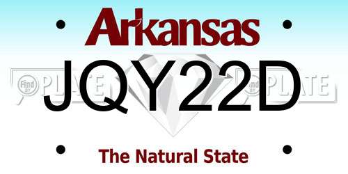 JQY22D Arkansas License Plate