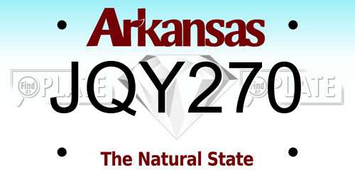 JQY270 Arkansas License Plate
