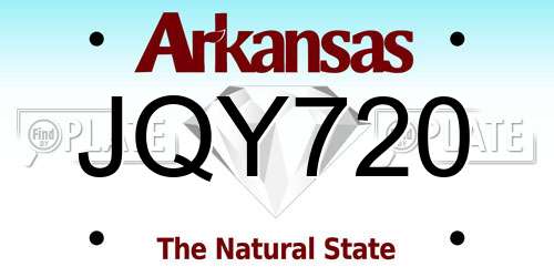 JQY720 Arkansas License Plate
