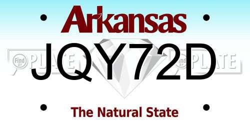 JQY72D Arkansas License Plate