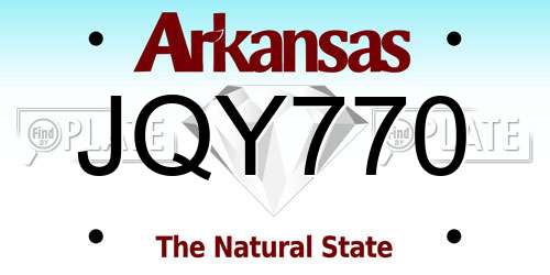 JQY770 Arkansas License Plate