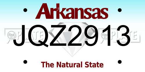 JQZ2913 Arkansas License Plate