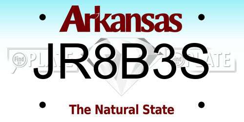 JR8B3S Arkansas License Plate