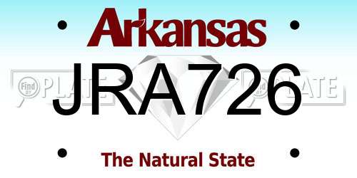 JRA726 Arkansas License Plate