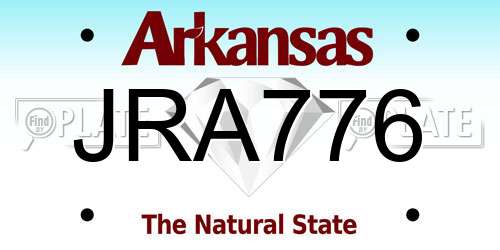 JRA776 Arkansas License Plate