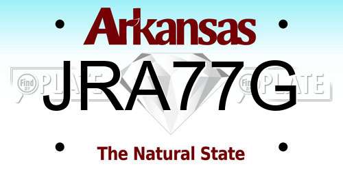 JRA77G Arkansas License Plate