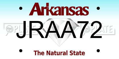 JRAA72 Arkansas License Plate