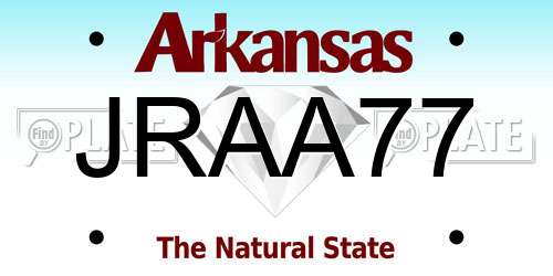 JRAA77 Arkansas License Plate