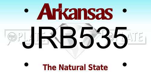 JRB535 Arkansas License Plate