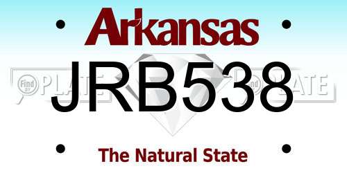 JRB538 Arkansas License Plate