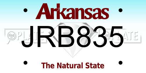 JRB835 Arkansas License Plate