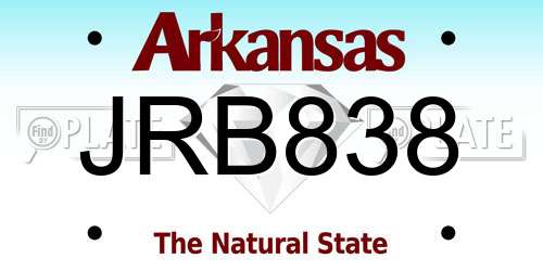 JRB838 Arkansas License Plate