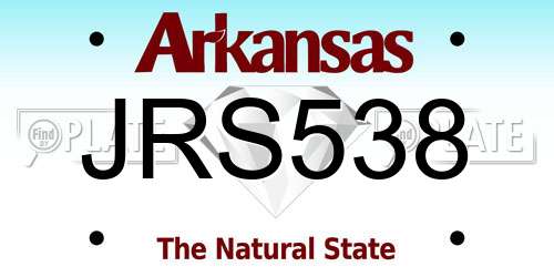 JRS538 Arkansas License Plate