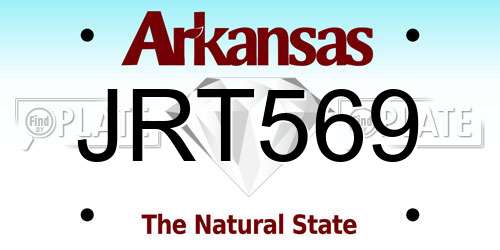 JRT569 Arkansas License Plate