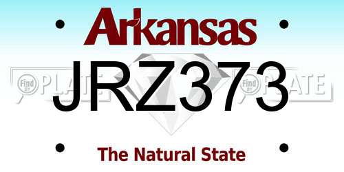 JRZ373 Arkansas License Plate