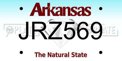 JRZ569 Arkansas License Plate