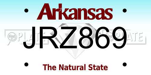 JRZ869 Arkansas License Plate