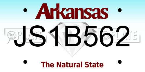 JS1B562 Arkansas License Plate