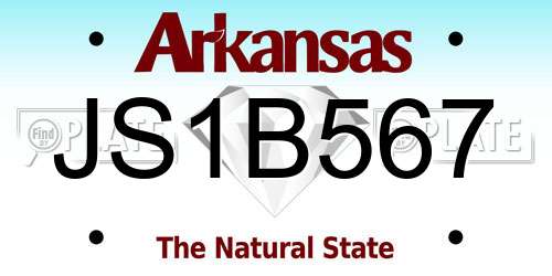 JS1B567 Arkansas License Plate
