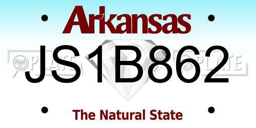 JS1B862 Arkansas License Plate