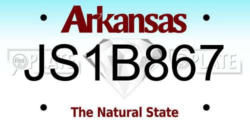 JS1B867 Arkansas License Plate