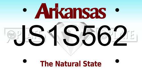 JS1S562 Arkansas License Plate