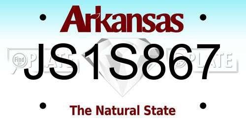 JS1S867 Arkansas License Plate