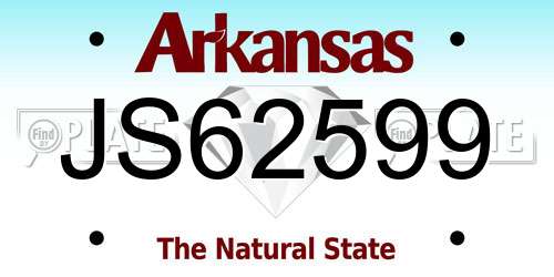JS62599 Arkansas License Plate