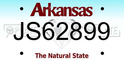 JS62899 Arkansas License Plate