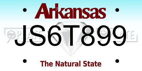 JS6T899 Arkansas License Plate